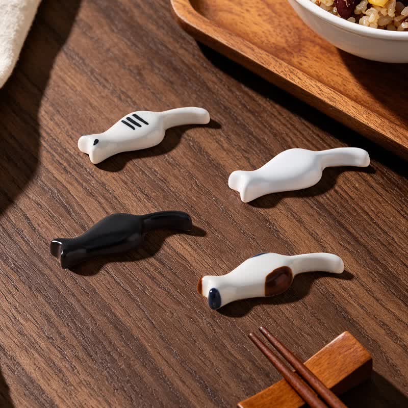 Buddha Stones Hand-Painted Cute Cat Ceramic Tabletop Chopstick Holder - image 13