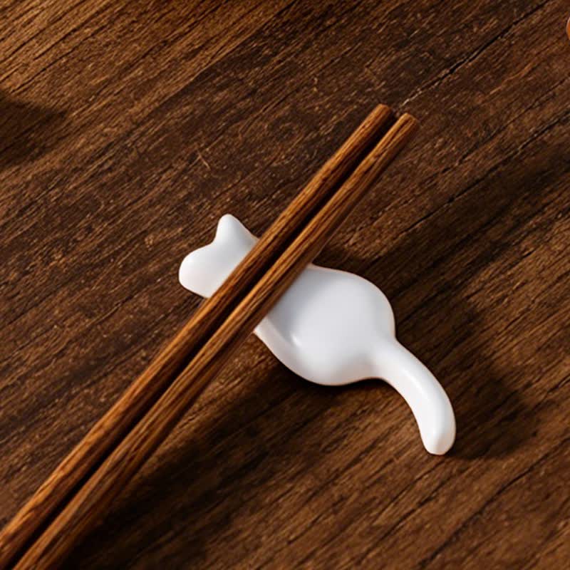 Buddha Stones Hand-Painted Cute Cat Ceramic Tabletop Chopstick Holder - image 5