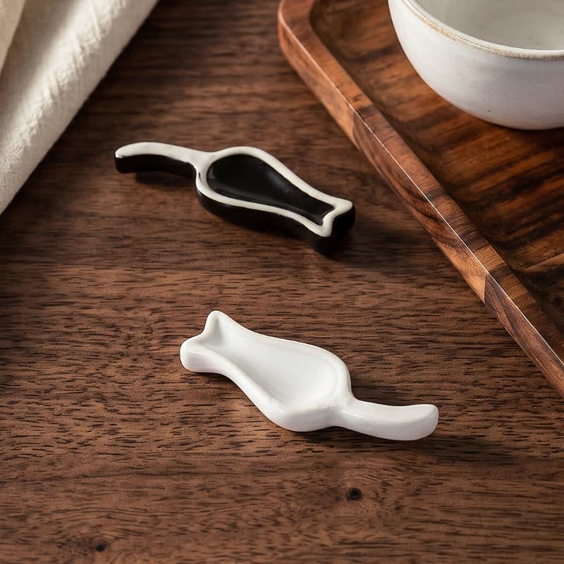 Buddha Stones Hand-Painted Cute Cat Ceramic Tabletop Chopstick Holder - image 7
