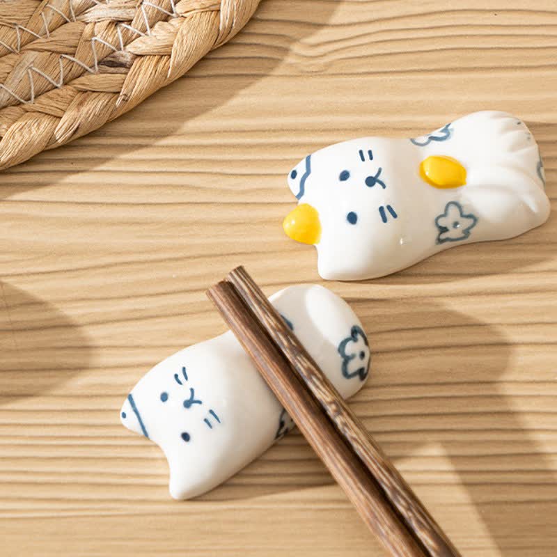 Buddha Stones Ceramic Purity Hand-Painted Cat-Shaped Chopstick Holder - image 11