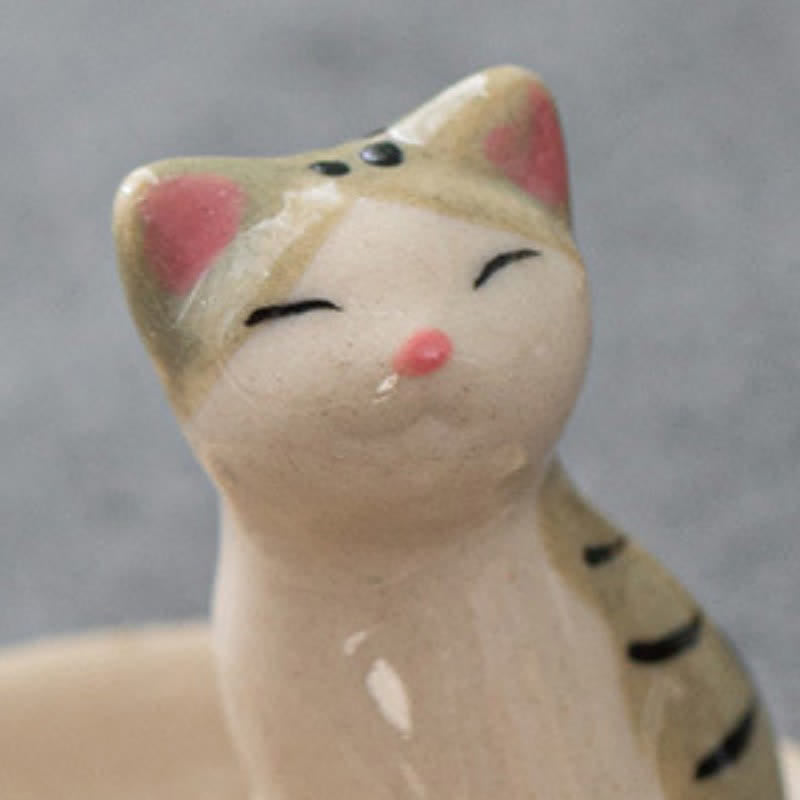 Buddha Stones Japanese Style Hand-Painted Ceramic Orange Sleeping Cat Chopstick Holder - image 2