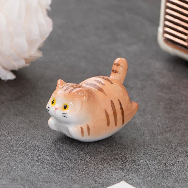 Buddha Stones Glazed Ceramic Lucky Cat Chopstick Holder - Gray(Approx. 5.3 cm × 3.0 cm × 3.3 cm) - image 1