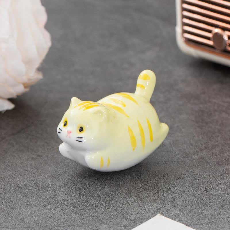 Buddha Stones Glazed Ceramic Lucky Cat Chopstick Holder - Yellow(Approx. 5.3 cm × 3.0 cm × 3.3 cm) - image 7