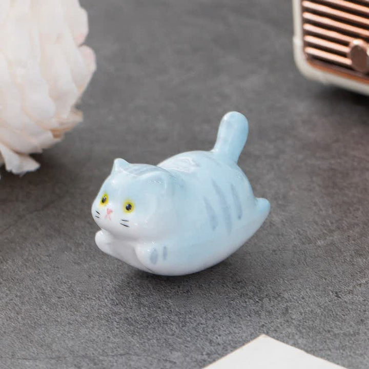 Buddha Stones Glazed Ceramic Lucky Cat Chopstick Holder - Blue(Approx. 5.3 cm × 3.0 cm × 3.3 cm) - image 9