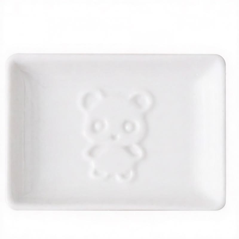 Buddha Stones White Ceramic Panda Relief Mini Sauce Dish - Square(Approx. 9 cm × 6.5 cm × 1.8 cm) - Stand - image 6