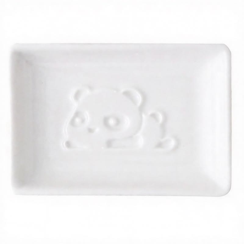 Buddha Stones White Ceramic Panda Relief Mini Sauce Dish - Square(Approx. 9 cm × 6.5 cm × 1.8 cm) - Lie Down - image 7