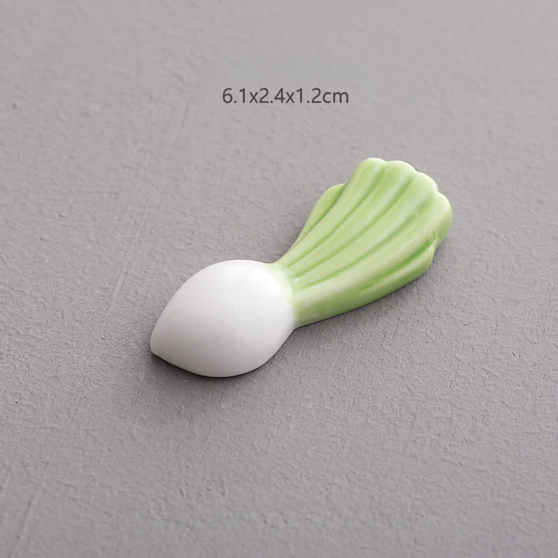Buddha Stones Ceramic Vegetable Design Mini Tabletop Chopstick Holder - White RadishApprox. 6.1 × 2.4 × 1.2 cm - Ceramic - image 3