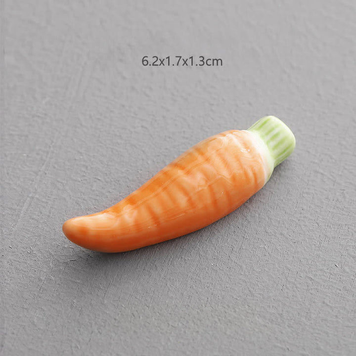 Buddha Stones Ceramic Vegetable Design Mini Tabletop Chopstick Holder - Carrot Approx. 6.2 × 1.7 × 1.3 cm - Ceramic - image 2