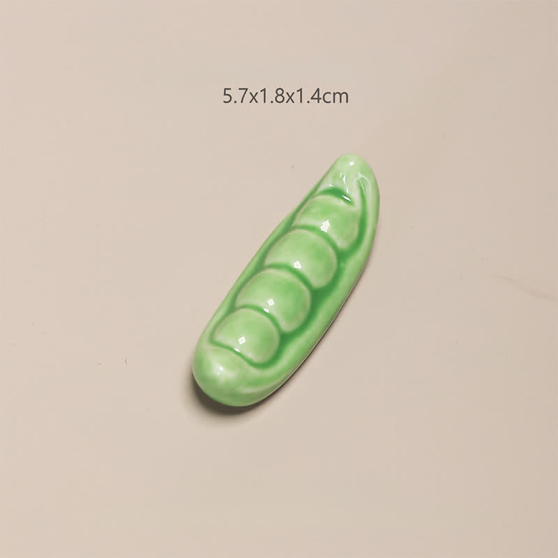 Buddha Stones Ceramic Vegetable Design Mini Tabletop Chopstick Holder - Pea Approx. 5.7 × 1.8 × 1.4 cm - Ceramic - image 6