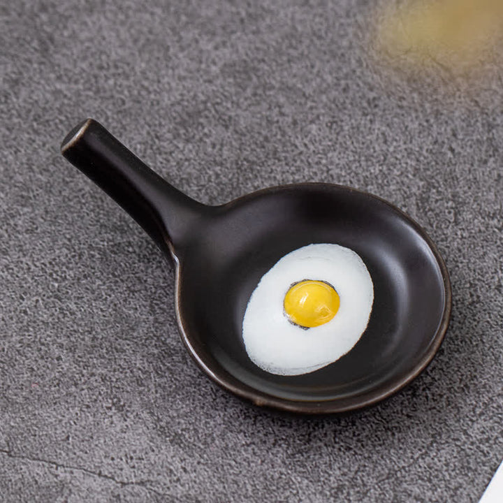 Buddha Stones Ceramic Food Style Mini Chopstick Holder - Fried Egg Approx. 6.8 × 4.2 × 2 cm - image 8