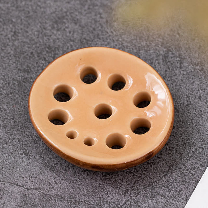 Buddha Stones Ceramic Food Style Mini Chopstick Holder - Lotus Root Slices Approx. 5 × 4.5 × 1 cm - image 1