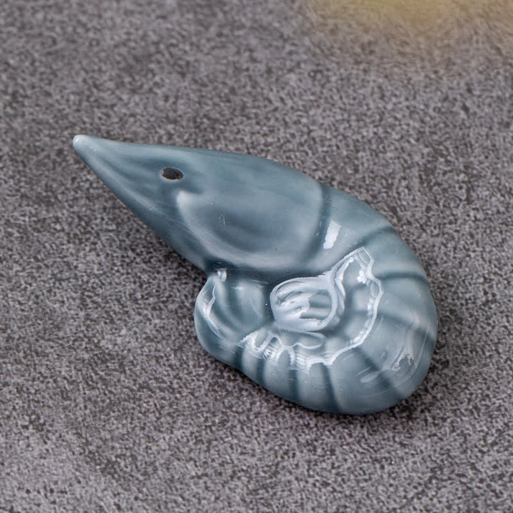 Buddha Stones Ceramic Food Style Mini Chopstick Holder - Blue Shrimp Approx. 5.2 × 2.7 × 1.2 cm - image 6