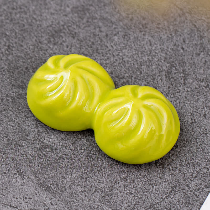 Buddha Stones Ceramic Food Style Mini Chopstick Holder - Green Steamed Buns (Xiaolongbao) Approx. 5.3 × 2.8 × 1.5 cm - image 7
