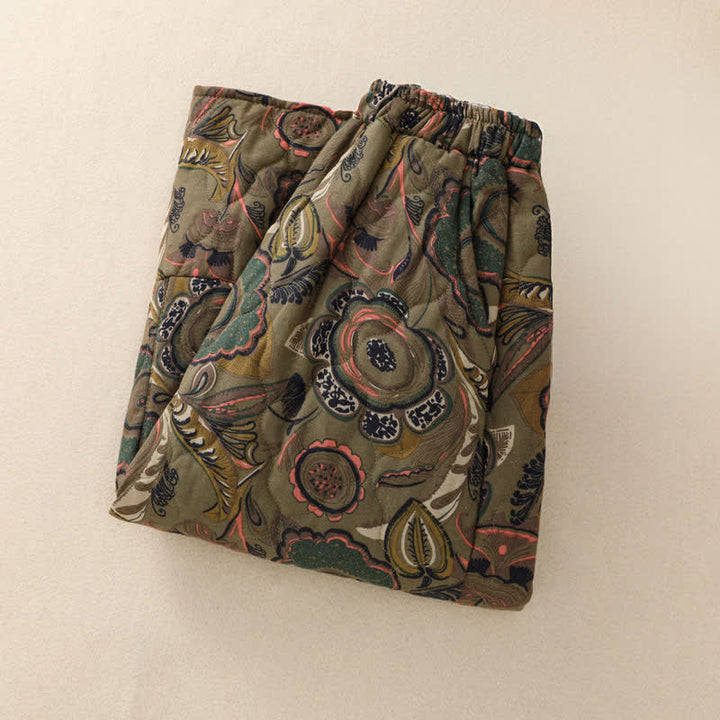 Buddha Stones Fall Winter Retro Elegant Floral Women's Skirt With Pockets - image 2