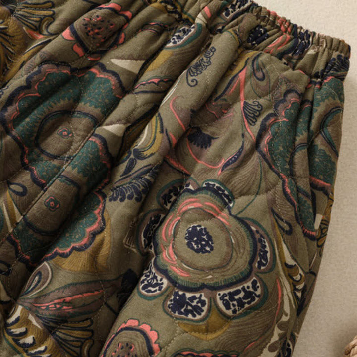 Buddha Stones Fall Winter Retro Elegant Floral Women's Skirt With Pockets - image 5