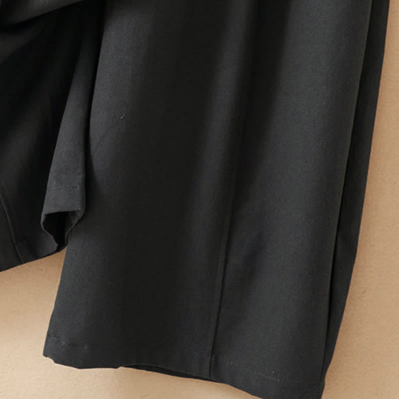Buddha Stones Spring Fall Casual Minimalist Lace-up Solid Ankle Pants Women's Wide Leg Pants With Pockets - image 4