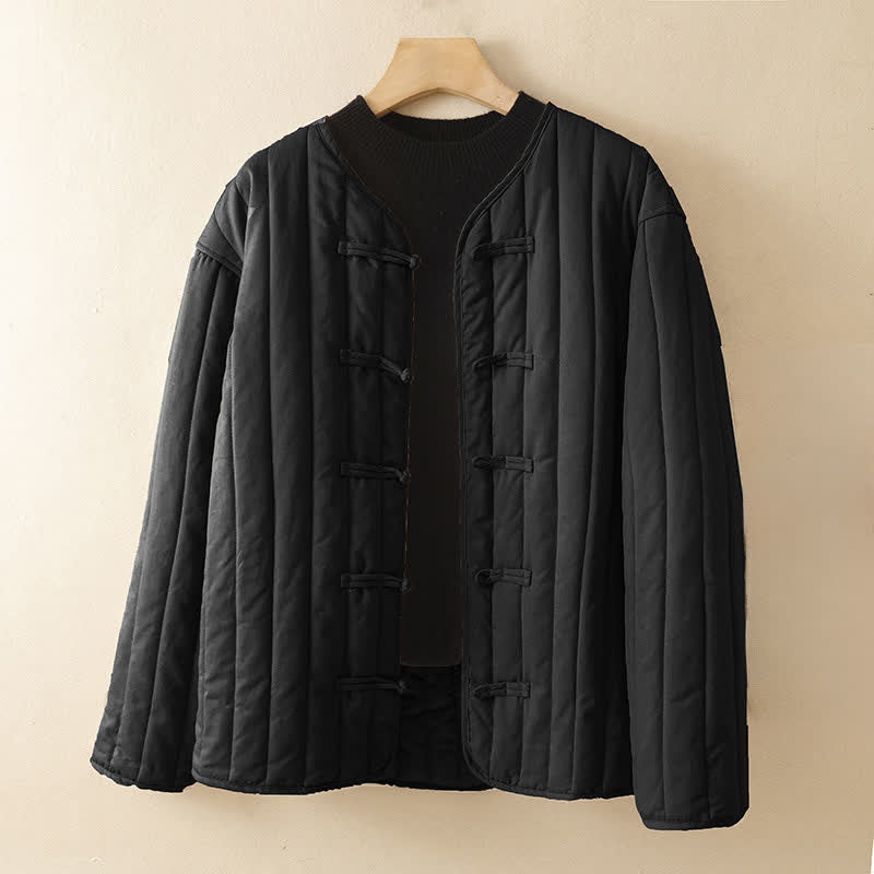 Buddha Stones Fall Winter Casual Vintage Tang Style Chinese Frog Closure Solid Women's Jacket - Black - US8-10, UK/AU12-14, EU40-42 (2XL) - image 11