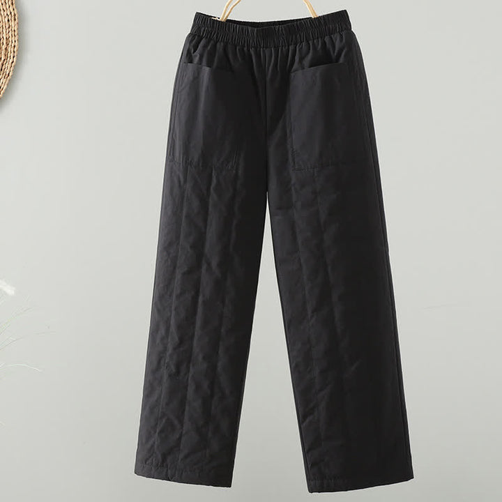 Buddha Stones Fall Winter Casual Basic Solid Ankle Pants Women's Straight Leg Pants With Pockets - Black - US8-10, UK/AU12-14, EU40-42 (2XL) - image 5