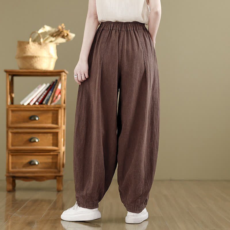 Buddha Stones Spring Summer Casual Solid Ankle Pants Women's Harem Pants With Pockets - image 4