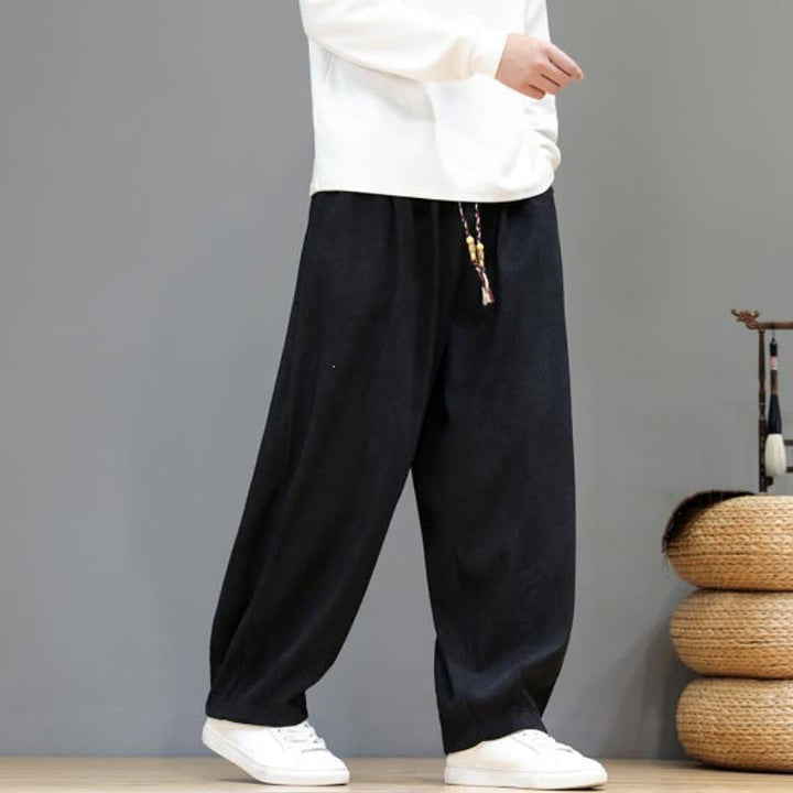Buddha Stones Fall Winter Simple Classic Drawstring Solid Ankle Pants Corduroy Men's Straight Leg Pants With Pockets - image 13