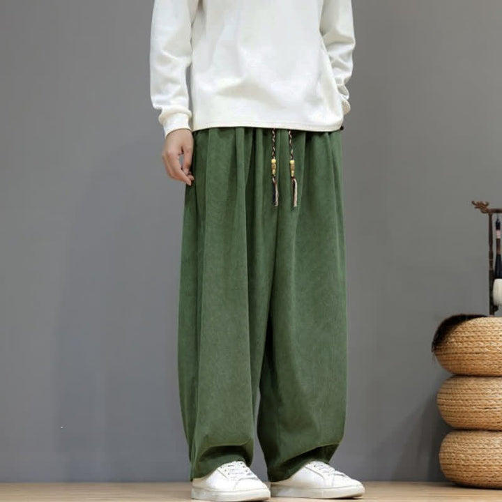 Buddha Stones Fall Winter Simple Classic Drawstring Solid Ankle Pants Corduroy Men's Straight Leg Pants With Pockets - image 24