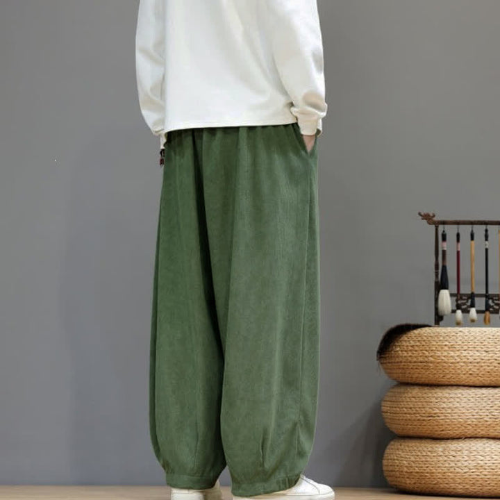 Buddha Stones Fall Winter Simple Classic Drawstring Solid Ankle Pants Corduroy Men's Straight Leg Pants With Pockets - image 25