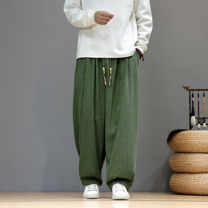 Buddha Stones Fall Winter Simple Classic Drawstring Solid Ankle Pants Corduroy Men's Straight Leg Pants With Pockets - image 27