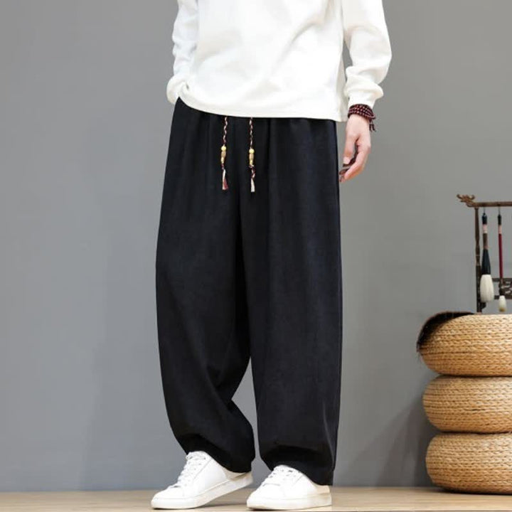 Buddha Stones Fall Winter Simple Classic Drawstring Solid Ankle Pants Corduroy Men's Straight Leg Pants With Pockets - image 19