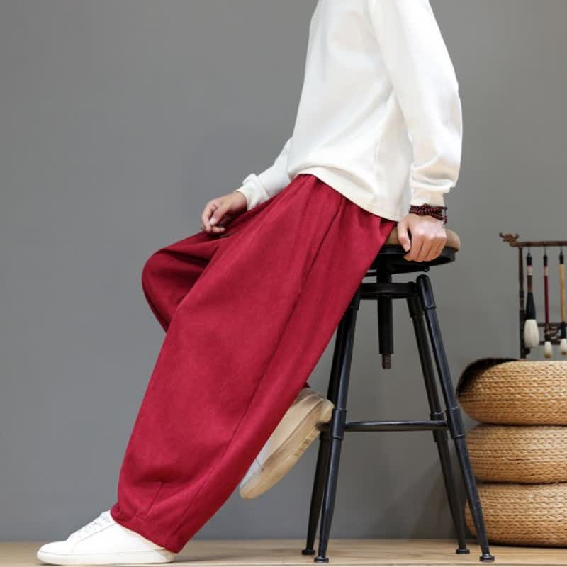 Buddha Stones Fall Winter Simple Classic Drawstring Solid Ankle Pants Corduroy Men's Straight Leg Pants With Pockets - image 40