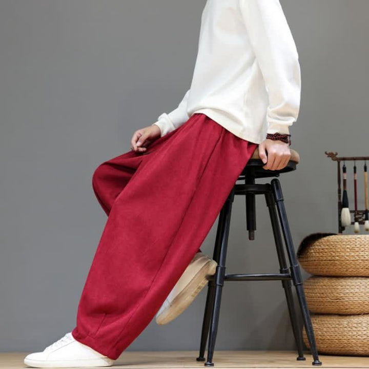 Buddha Stones Fall Winter Simple Classic Drawstring Solid Ankle Pants Corduroy Men's Straight Leg Pants With Pockets - image 40