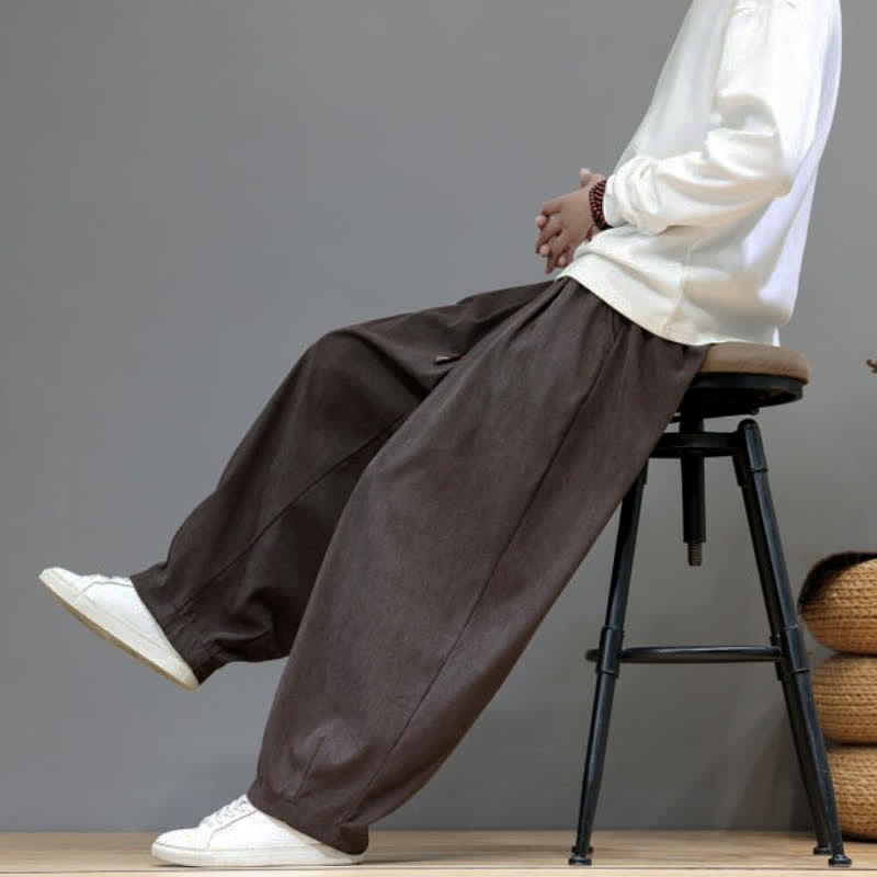 Buddha Stones Fall Winter Simple Classic Drawstring Solid Ankle Pants Corduroy Men's Straight Leg Pants With Pockets - image 8