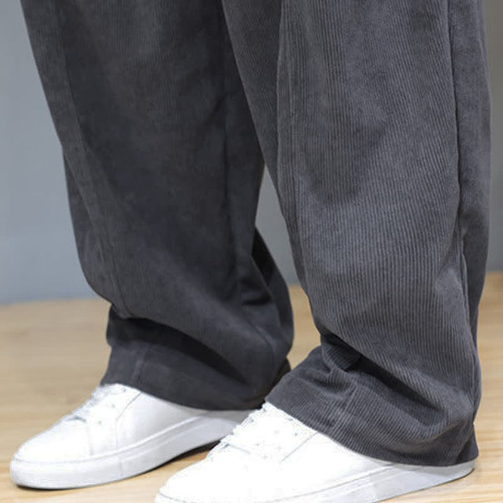 Buddha Stones Fall Winter Simple Drawstring Solid Ankle Pants Corduroy Men's Straight Leg Pants With Pockets - image 17
