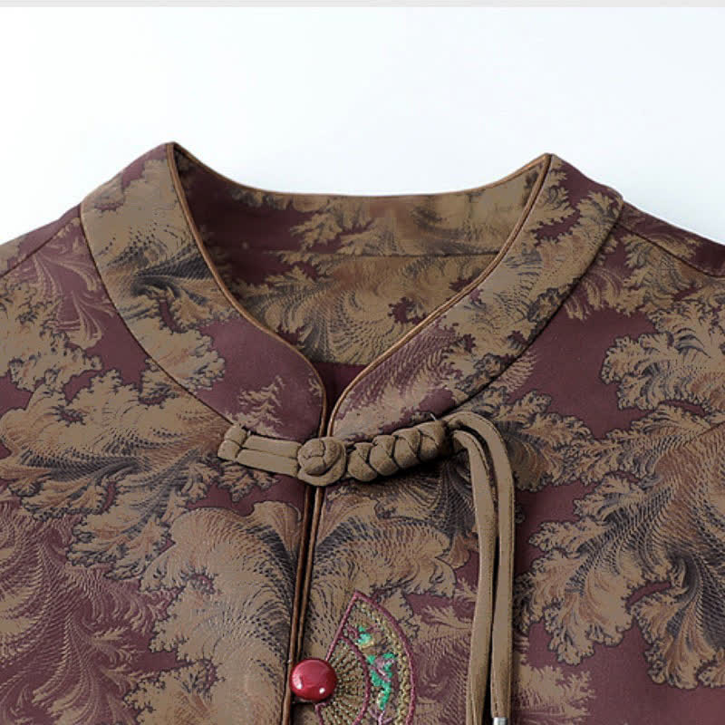 Buddha Stones Fall Vintage Tang Style Frog Button Floral Tank Top Women's Vest With Pockets - image 1