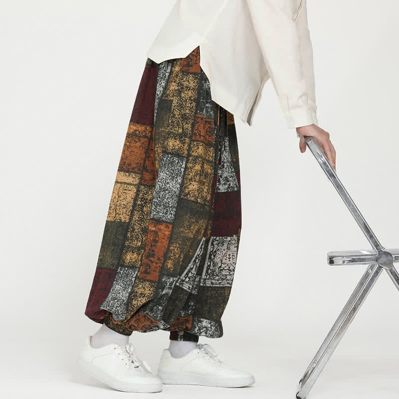 Buddha Stones Spring Fall Casual Boho Drawstring Geometric Cropped Pants Men's Harem Pants With Pockets - image 15