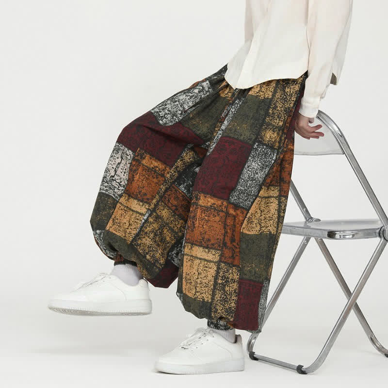 Buddha Stones Spring Fall Casual Boho Drawstring Geometric Cropped Pants Men's Harem Pants With Pockets - image 14
