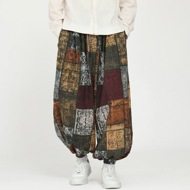 Buddha Stones Spring Fall Casual Boho Drawstring Geometric Cropped Pants Men's Harem Pants With Pockets - image 7