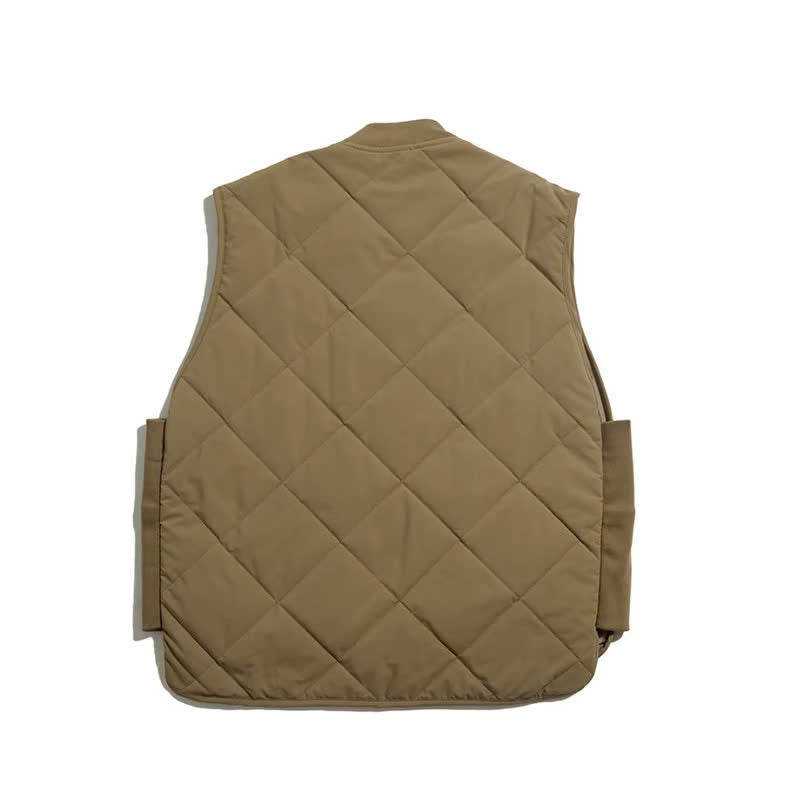 Buddha Stones Winter Casual Quilted Zipper Design Tank Top Men's Vest With Pockets - image 1
