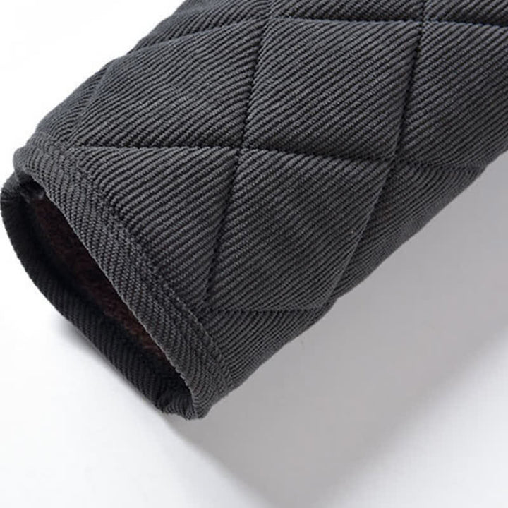 Buddha Stones Winter Casual Tang Style Quilted Mandarin Collar Solid Corduroy Men's Jacket With Pockets - image 7