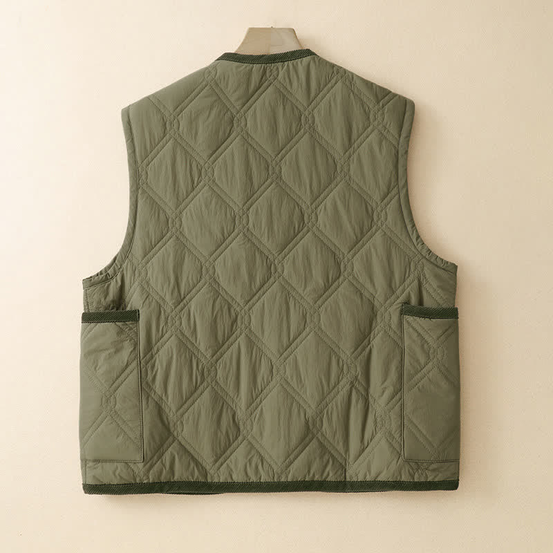 Buddha Stones Fall Winter Casual Minimalist Button-Up Solid Tank Top Women's Vest With Pockets - image 2