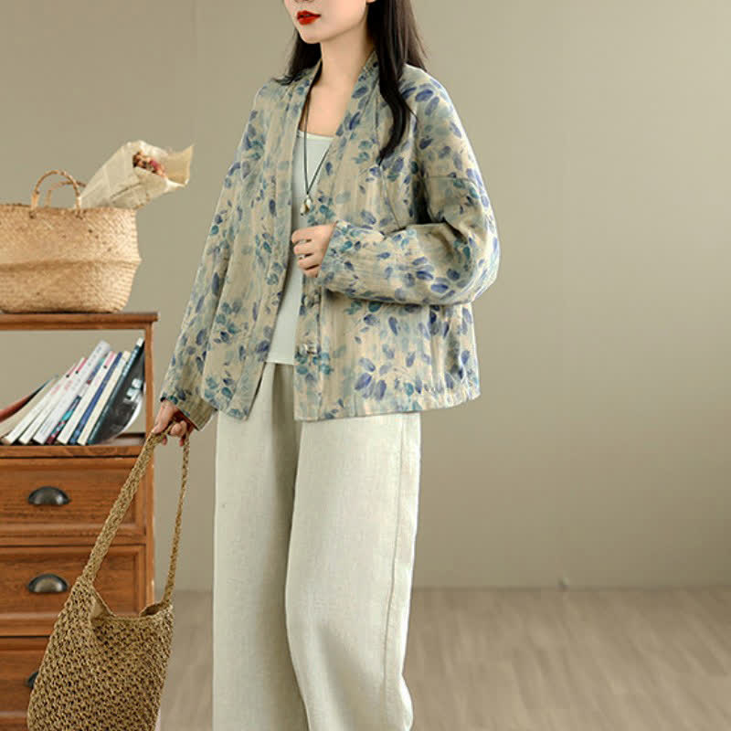 Buddha Stones Spring Casual Vintage Button-Up Floral Pattern Cropped Women's Jacket - image 16