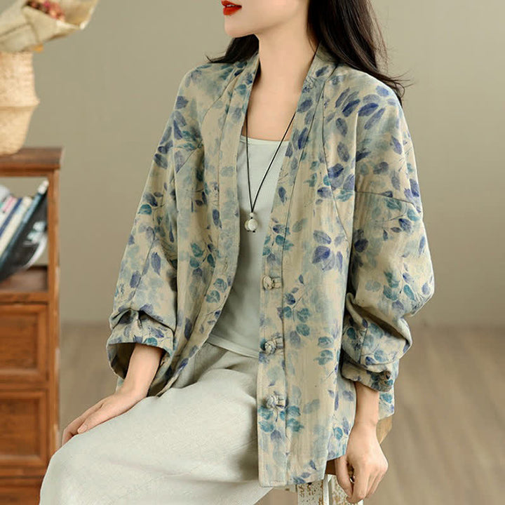 Buddha Stones Spring Casual Vintage Button-Up Floral Pattern Cropped Women's Jacket - image 13