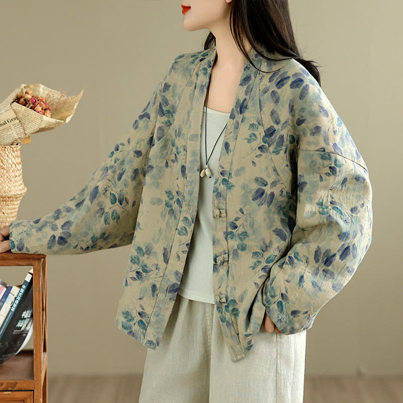 Buddha Stones Spring Casual Vintage Button-Up Floral Pattern Cropped Women's Jacket - image 12