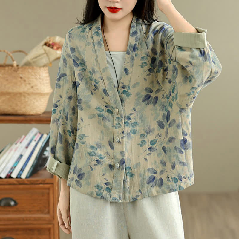 Buddha Stones Spring Casual Vintage Button-Up Floral Pattern Cropped Women's Jacket - image 11