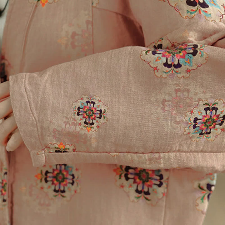 Buddha Stones Spring Casual Vintage Button-Up Floral Pattern Cropped Women's Jacket - image 8