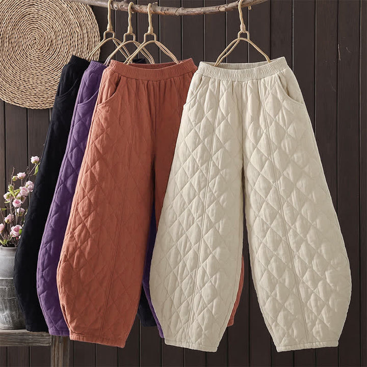 Buddha Stones Fall Winter Casual Drawstring Geometric Ankle Pants Women's Harem Pants With Pockets - image 24