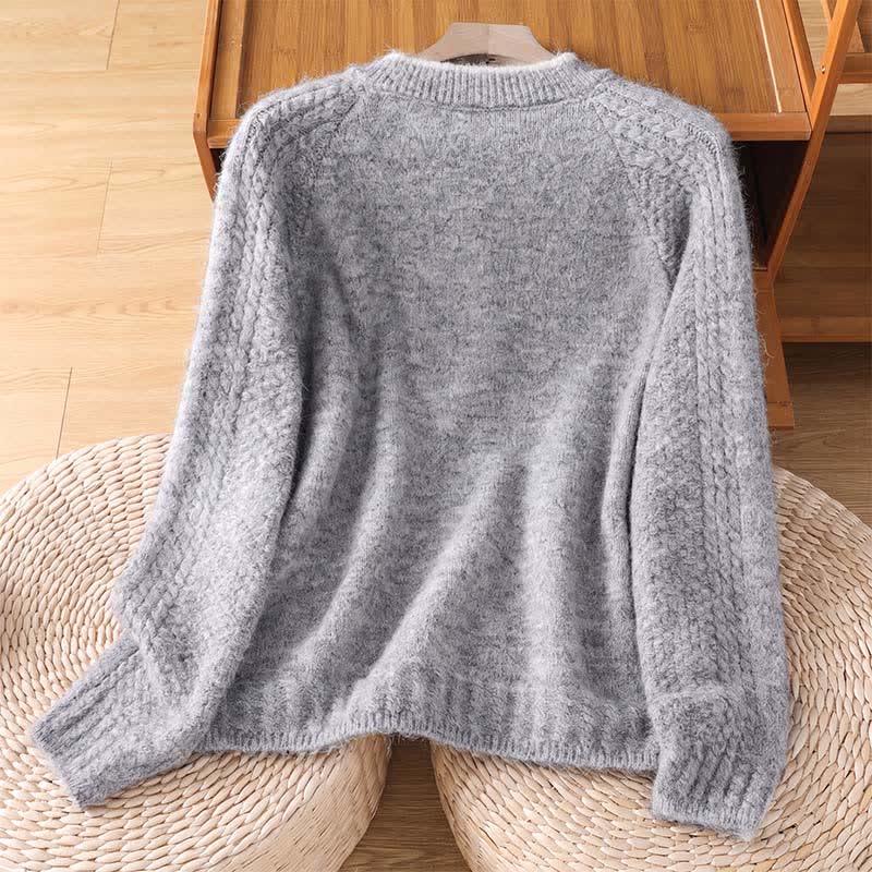 Buddha Stones Fall Winter Casual Vintage Button-Up Solid Cotton Women's Knitwear Cardigan - image 1