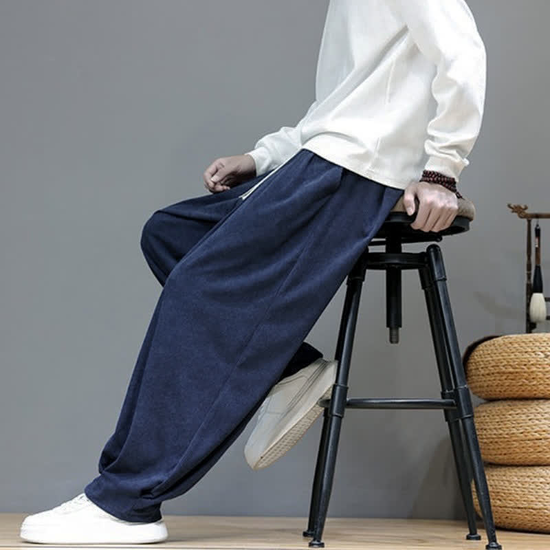 Buddha Stones Fall Winter Retro Casual Drawstring Solid Ankle Pants Corduroy Men's Harem Pants With Pocket - image 21