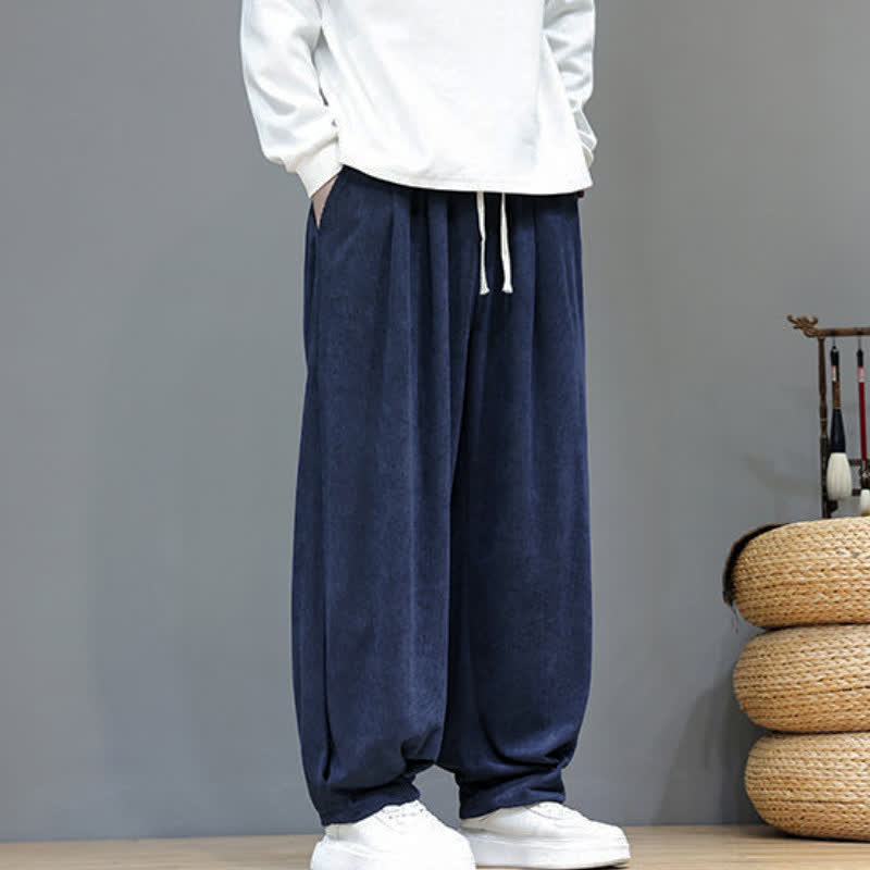 Buddha Stones Fall Winter Retro Casual Drawstring Solid Ankle Pants Corduroy Men's Harem Pants With Pocket - image 16