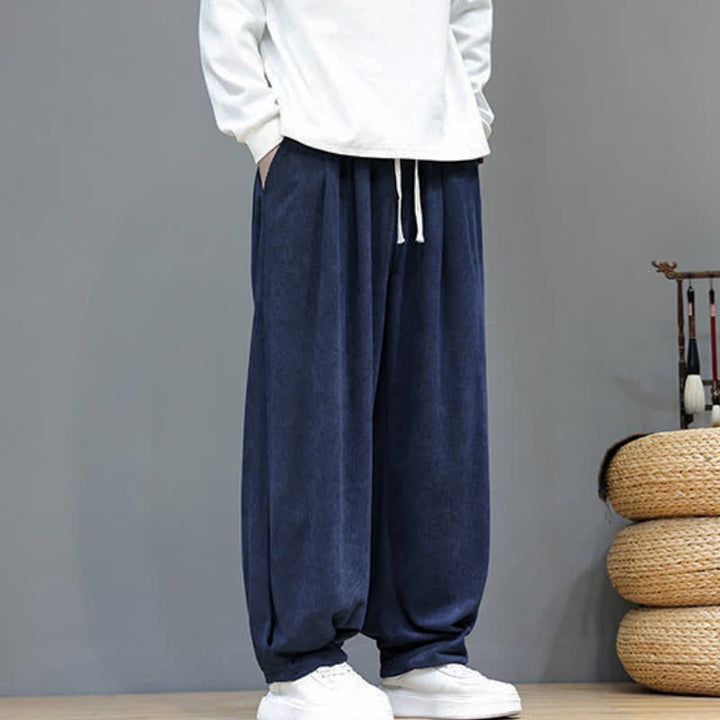 Buddha Stones Fall Winter Retro Casual Drawstring Solid Ankle Pants Corduroy Men's Harem Pants With Pocket - image 16