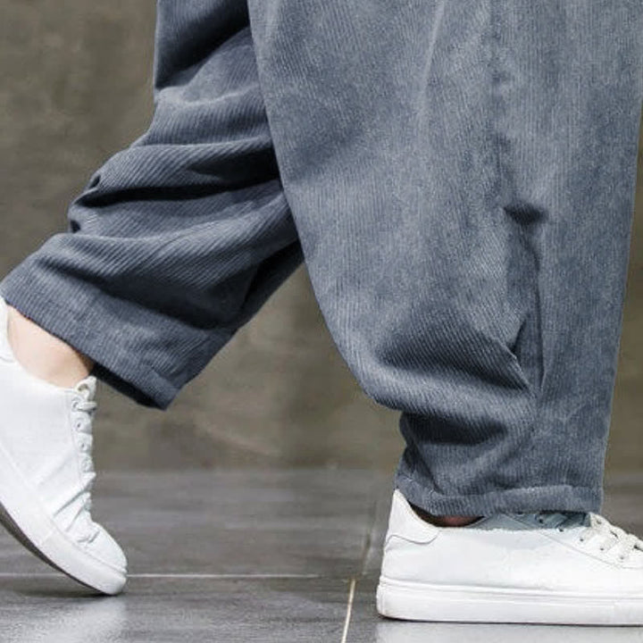 Buddha Stones Fall Winter Retro Casual Drawstring Solid Ankle Pants Corduroy Men's Harem Pants With Pocket - image 4